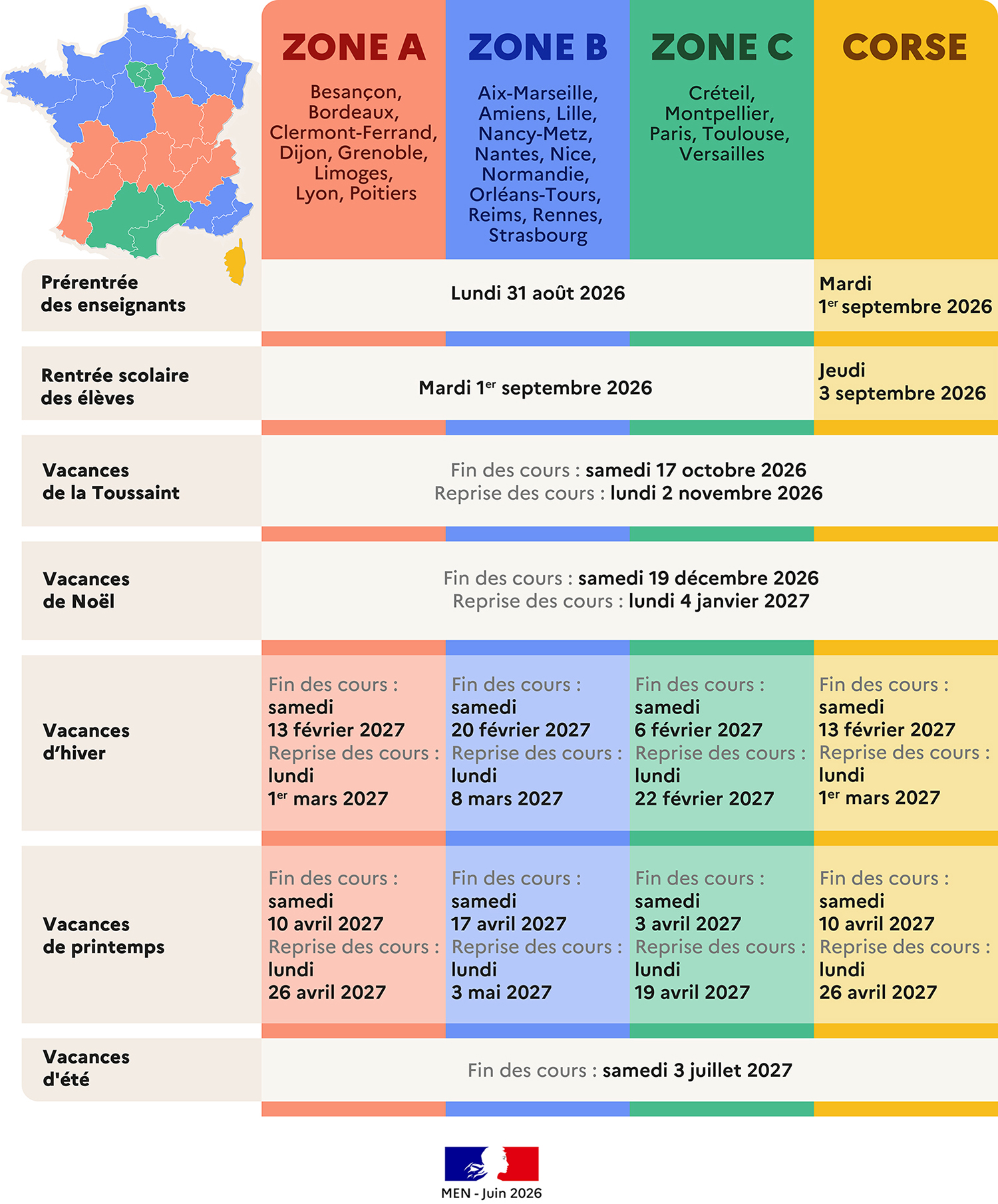 calendrier scolaire